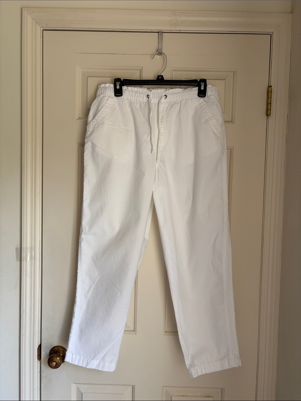 Sonoma White Cotton Straight Leg Drawstring Casual Pants, Size Large.